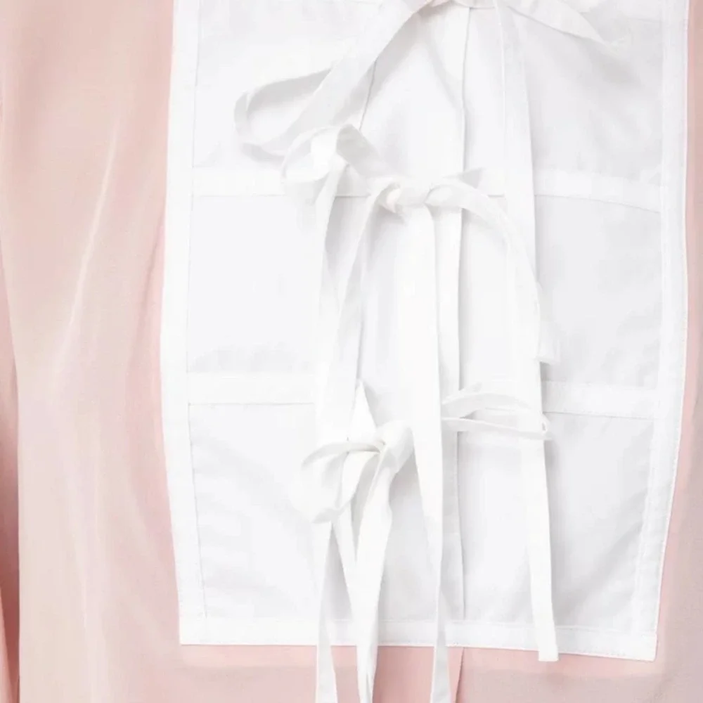 Tory Burch Mineral Pink & White Tie Front Top Medium
